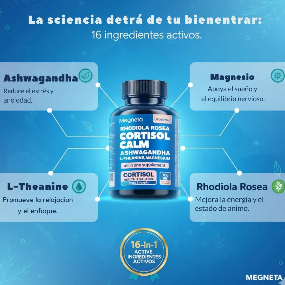 Cortisol Calm – Ashwagandha - Nivela tu CORTISOL y Calma el estres.